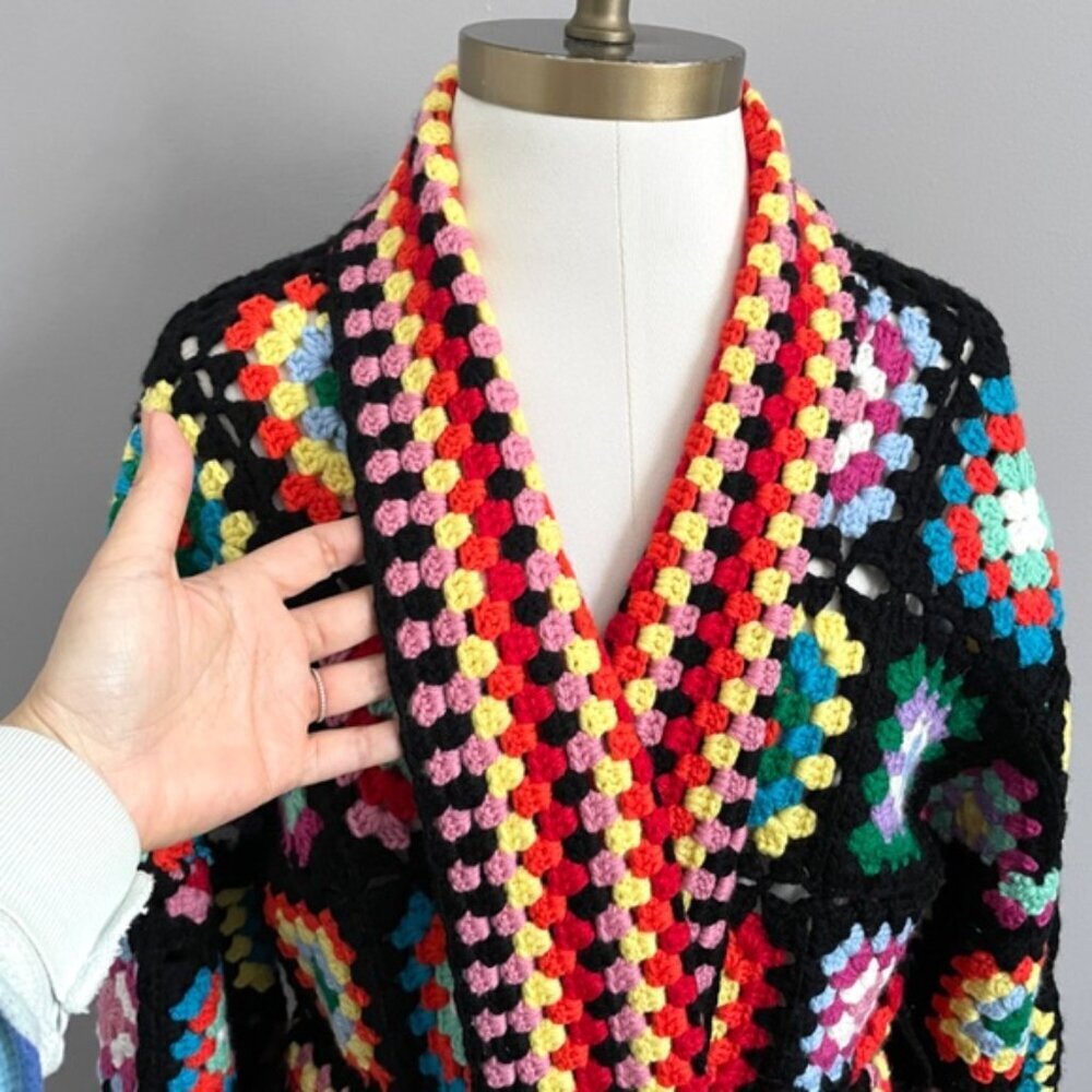 MC2 Saint Barth Multicolor Crochet Wool Coat With Belt - S/M, NWOTs 🇮🇹 - Picture 3 of 16